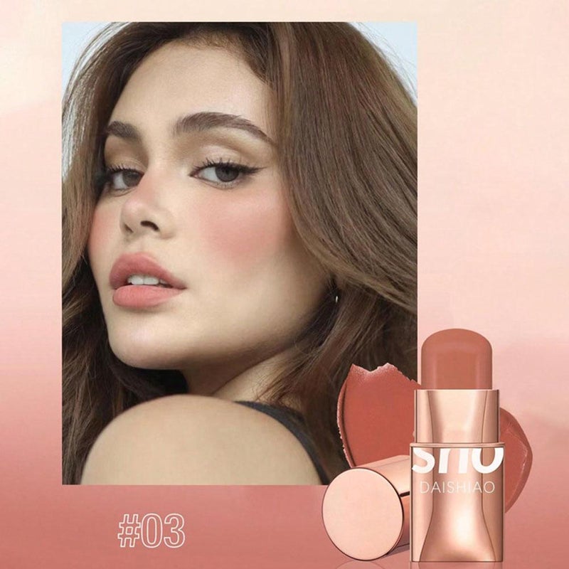 DAISHIAO Pearl Eyeshadow Blush Stick Matte Blush Lip & Cheek Dual-Use Blush Cream Lipstick